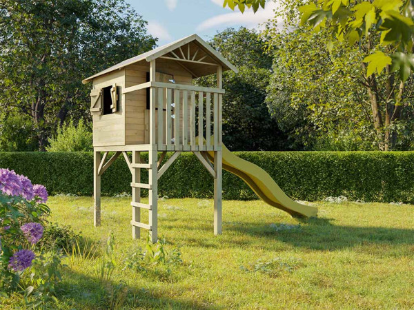 Cabane de jardin sur pilotis Tree Hut KDI incl. toboggan jaune