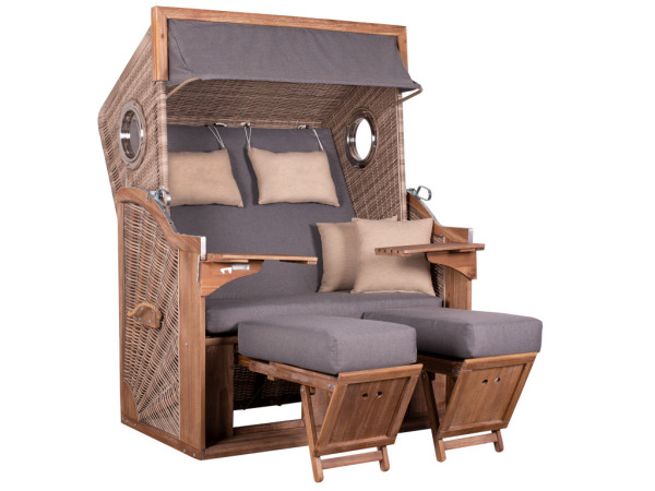 Fauteuil-cabine de plage TRENDY PURE Greenline 175XL antique white Design 751 avec hublots
