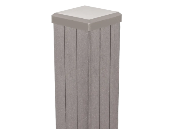 Poteau WPC Oslo gris clair à sceller Bi-Color avec noyau métallique