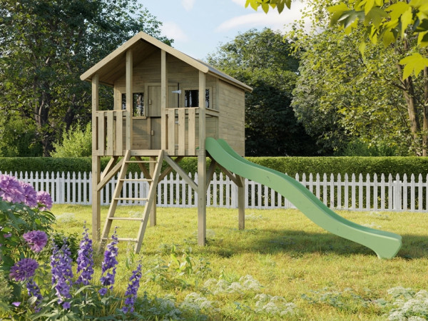 Cabane de jardin sur pilotis Big House KDI incl. toboggan vert