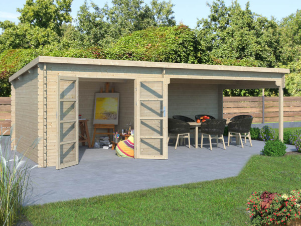 Abri de jardin Homeoffice Abri de jardin en rondins Inna 34 mm naturel avec 4 m d'extension