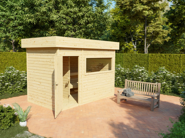 Abri de sauna Artuu 40 mm avec porte en bois naturel