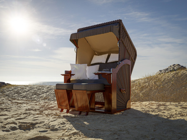 Fauteuil-cabine de plage Lökken, design gris, avec housse de protection