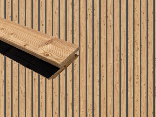 Clin pour bardage forme rhombique en mélèze canadien avec languette noire