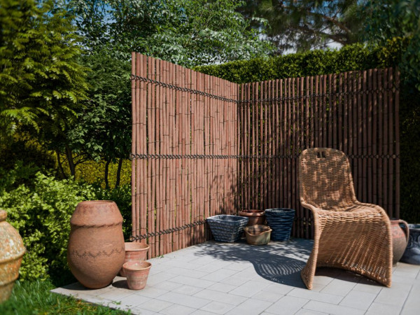 Clôture pare-vue bambou XL brun foncé