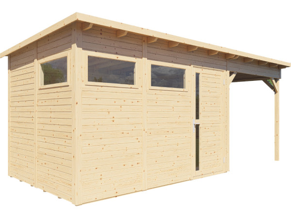 Abri de jardin Punta 3 avec extension 19 mm naturel