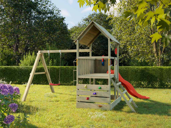 Tour de jeux Little Monkey KDI avec toboggan rouge
