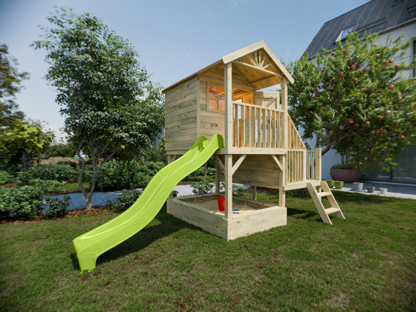 Maison sur pilotis Amsterdam KDI avec toboggan vert