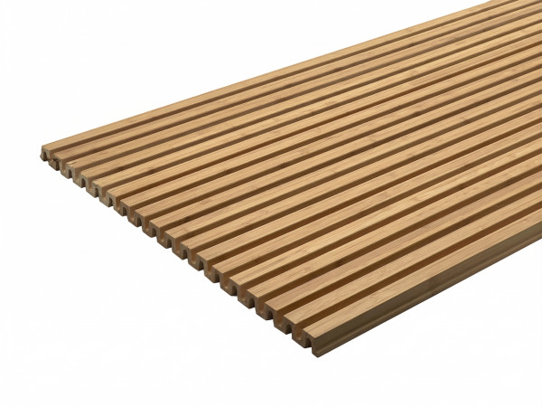 Revêtement mural en bambou, aspect profil claire-voie étroit, pour intérieur