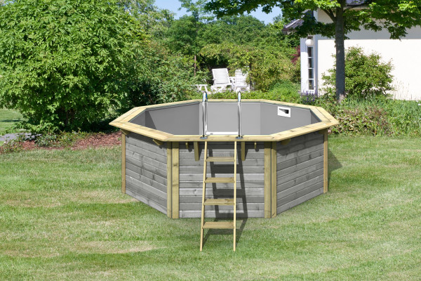 Piscine en bois autoclave modèle 1X épaisseur 38 mm gris d'eau