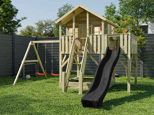 La figure montre une maison sur pilotis avec accessoires (non inclus)