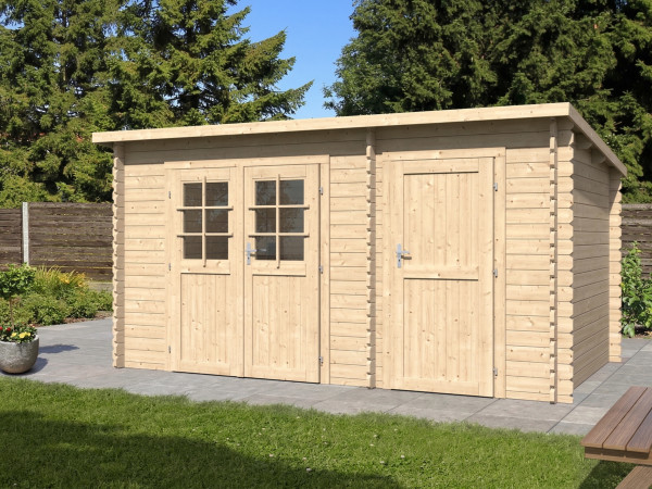 Abri de jardin maison en rondins "Aster 2 C" 28 mm toit en pente maison deux pièces