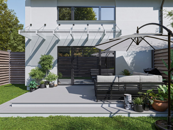 Lame de terrasse WPC ProFi One Silver Ash, profil massif