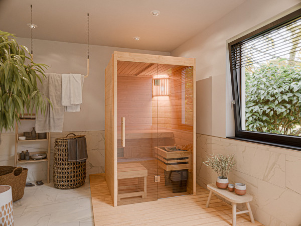 Sauna en bois massif Nova Lite façade vitrée