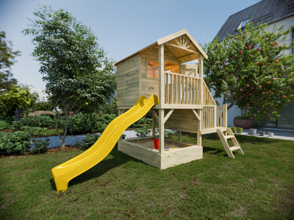 Maison sur pilotis Amsterdam KDI avec toboggan jaune