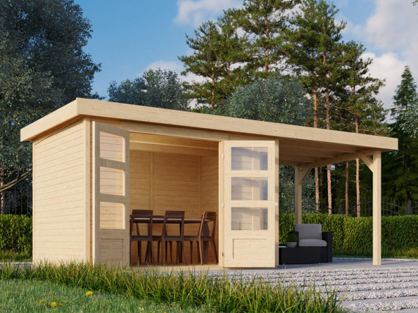 Abri de jardin SET ÉCONOMIQUE Kerko 3 19 mm naturel avec toit en appentis