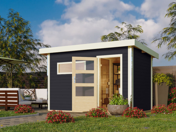 Sauna extérieur Enns 1 anthracite avec poêle de 9 kW M90