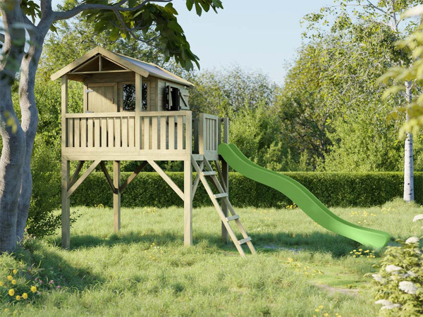 Cabane de jardin sur pilotis Funny XXL KDI incl. toboggan vert