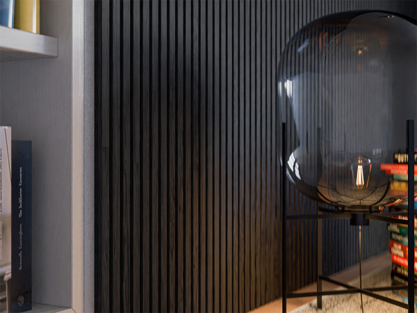 Panneaux acoustiques revêtement mural Black Oak 240 cm feutre noir