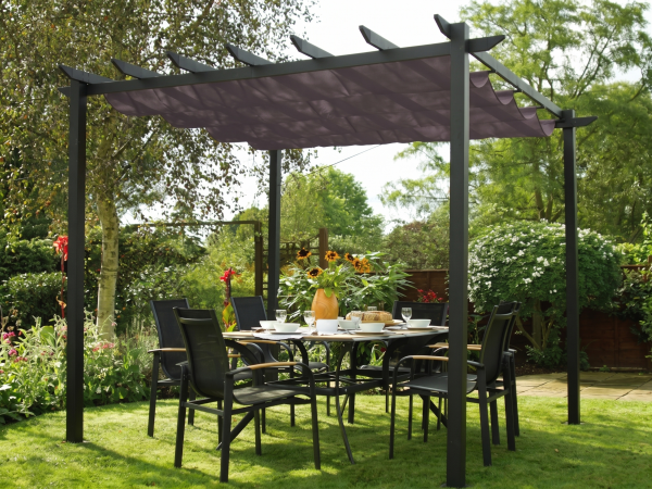 Pergola en aluminium Latina 3x3 gris foncé