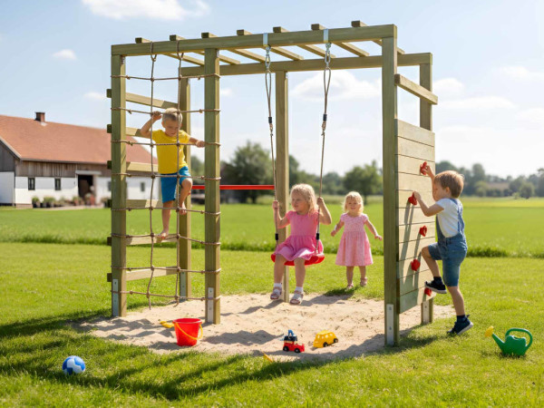 Tour de jeux et structure d'escalade HANGO Leo Swing KDI verte