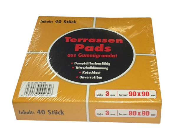 Pads de terrasse 3 mm en granulés de caoutchouc 40 pièces