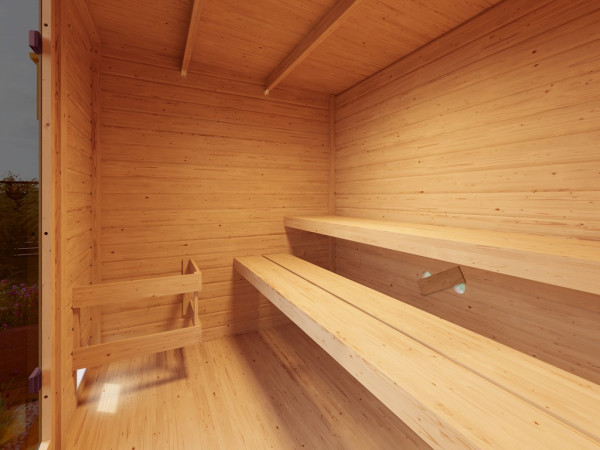 Pack avantageux Sauna extérieur Lenchen 3 terragrau avec poêle bio 9 kW et commande externe