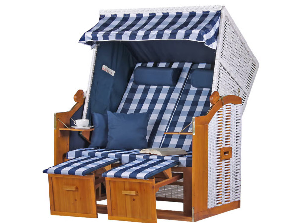 Chaise de plage Basic, Design carreau / Bleu