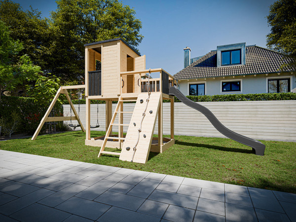 Exemple de conception (la maison sur pilotis est livrée non traitée).