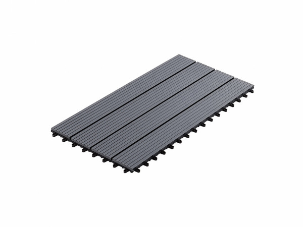 Dalles de terrasse rainurées en composite bois-plastique (WPC), gris clair, lot de 11