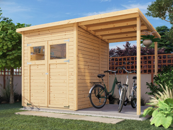 Abri de jardin Marksburg 2 avec extension 14 mm naturel