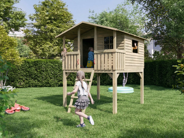 Cabane enfants sur pilotis SMART Leon imprégnée en autoclave