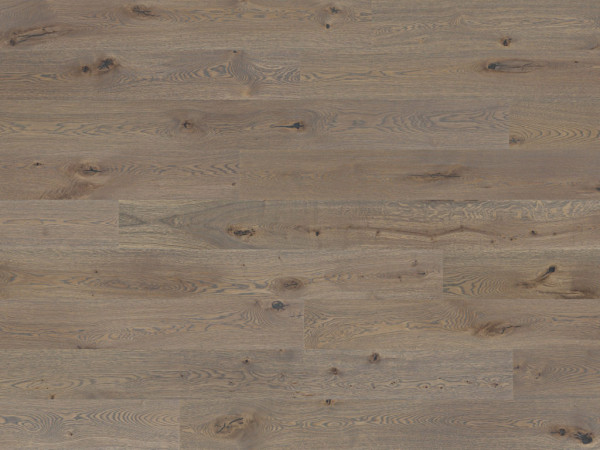 Parquet chêne vieux gris, fortement brossé, « Heritage », lame large