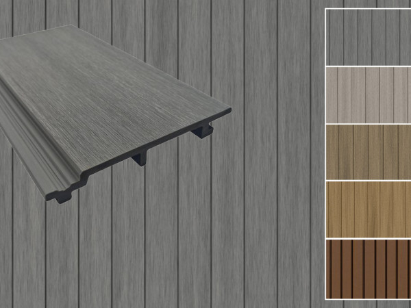 WPC quadruple profilé rhombique Silver Grey co-extrudé