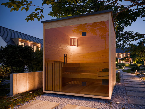 Pack avantageux Sauna extérieur Lilly brut / non traité poêle 9 kW et commande externe