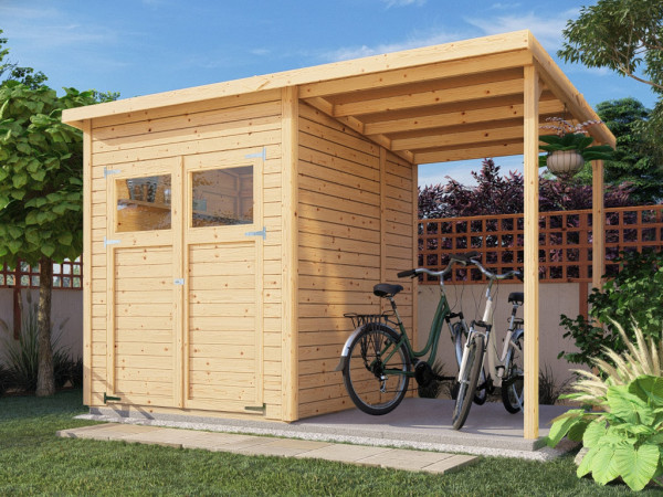 Abri de jardin Marksburg 2 avec auvent 14 mm naturel
