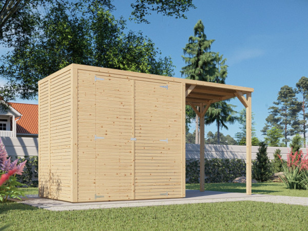 Bikebox abri de jardin Fiete 2 avec toit rapporté profilé en losange 18 mm naturel