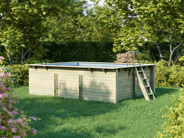 Piscine rectangulaire en bois massif 2 set économique incl. système de filtration Trend Top, Terrass