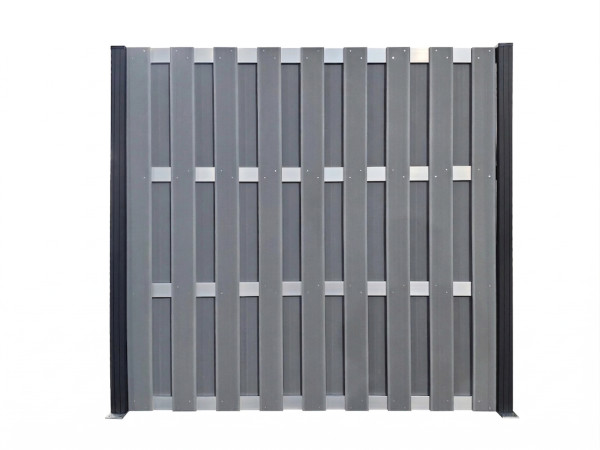 Set de planches pour système de clôture à composer en composite couleur gris clair