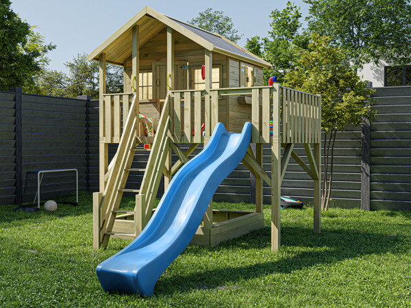 La figure montre une maison sur pilotis avec accessoires (non inclus)