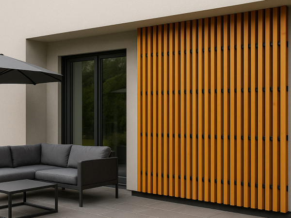 Façade murale en bambou pour l'extérieur - brun naturel, 290 x 40 x 3,0 cm