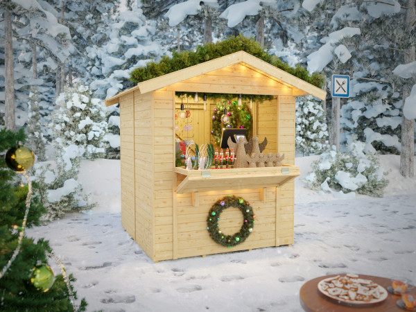 Stand de marché - stand de vente Mia 3 m² 13,5 mm naturel incl. plancher