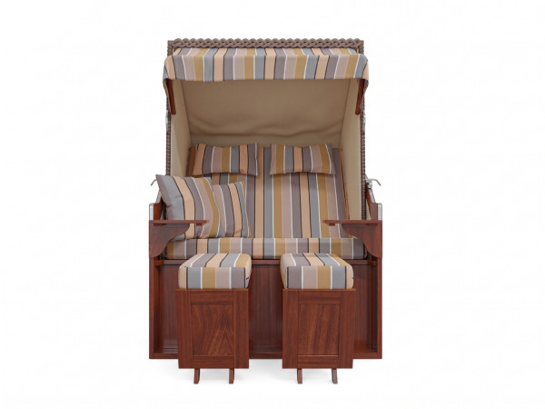 Fauteuil-cabine de plage Römo, design rayures - beige, avec housse de protection