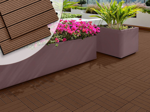 Dalle de terrasse en composite Basic marron clair - 1 pièce