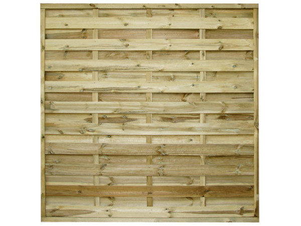 Clôture occultante pleine en pin, imprégnée sous pression (KDI), lasurée en vert