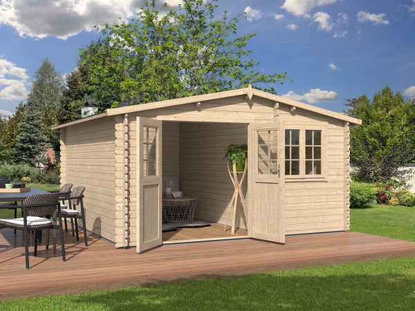 Abri de jardin bois massif « Aster 1 B » 28 mm toit à deux pentes deux pièces