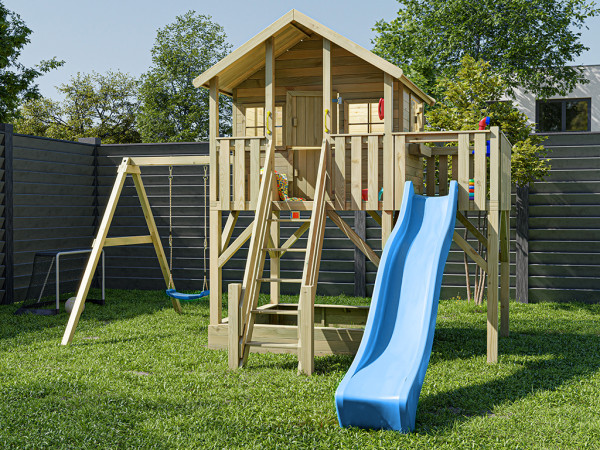 La figure montre une maison sur pilotis avec accessoires (non inclus)