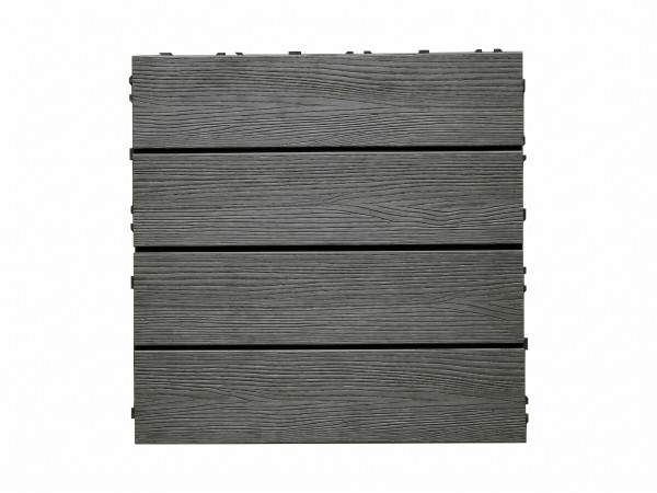 Dalle de terrasse composite aspect bois gris argenté