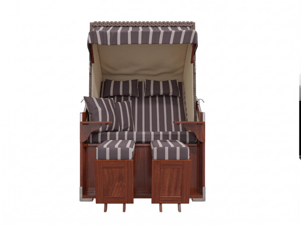 Fauteuil-cabine de plage Jütland, design rayures - gris, avec housse de protection
