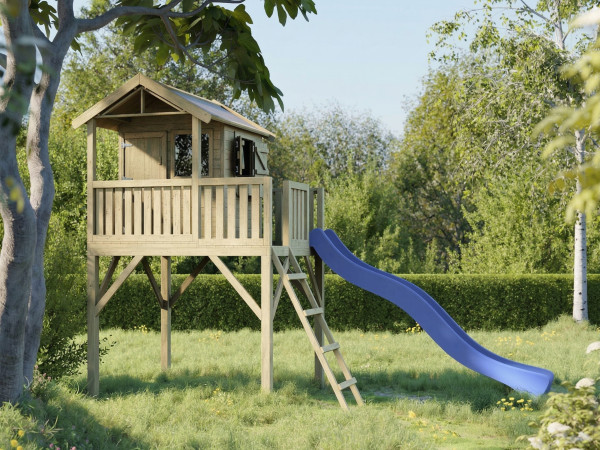 Cabane de jardin sur pilotis Funny XXL KDI incl. toboggan bleu